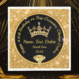 QUEEN Themed Birthday Party, Personalised, Crown Napkin