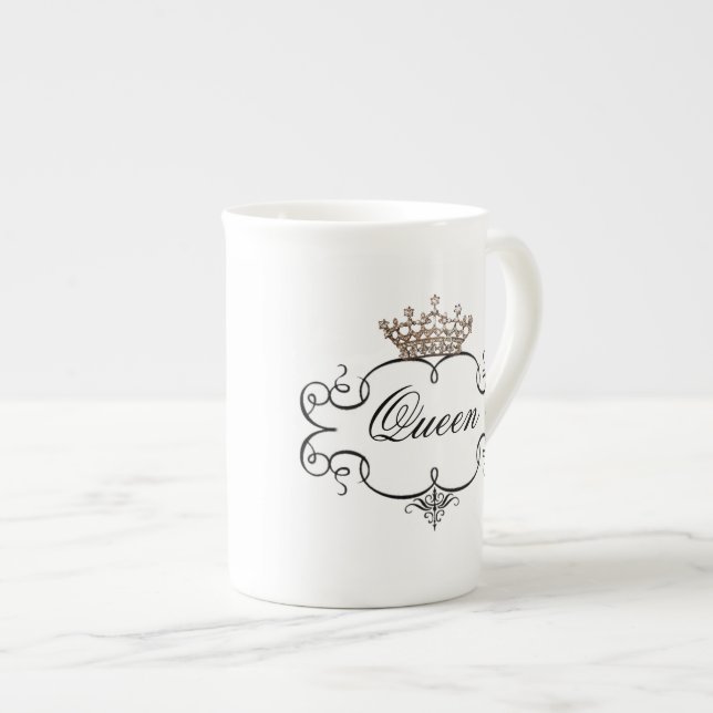 "Queen" Tiara China Mugs (Front Right)