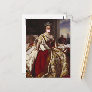 Queen Victoria blowing bubble gum Postcard