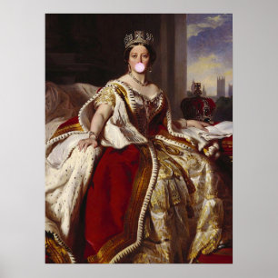 Queen Victoria Blowing Pink Bubble gum  Poster