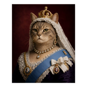 Queen Victoria Cat Portrait – Victorian Royal Cat  Poster