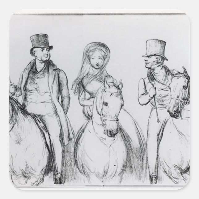 Queen Victoria, Lord Melbourne and Lord Russell Square Sticker (Front)