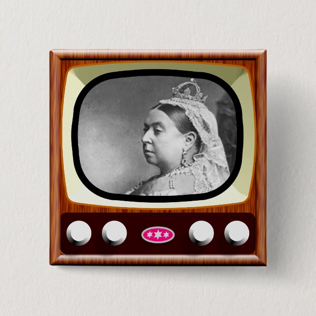 Queen Victoria on Retro TV 15 Cm Square Badge (Front)
