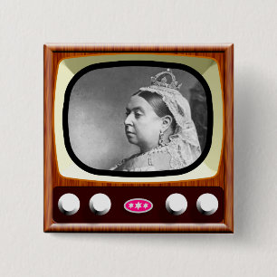 Queen Victoria on Retro TV 15 Cm Square Badge