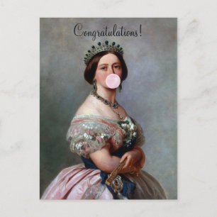Queen Victoria pink satin blowing pink bubble gum Postcard