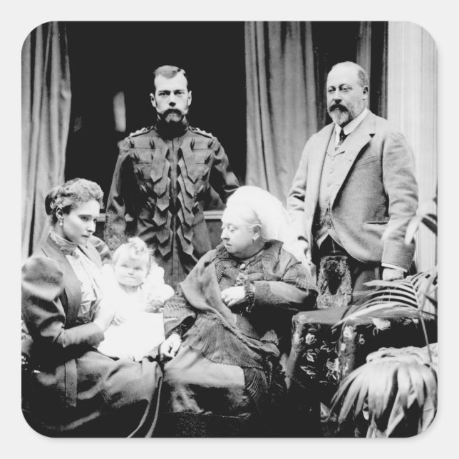 Queen Victoria, Tsar Nicholas II Square Sticker (Front)
