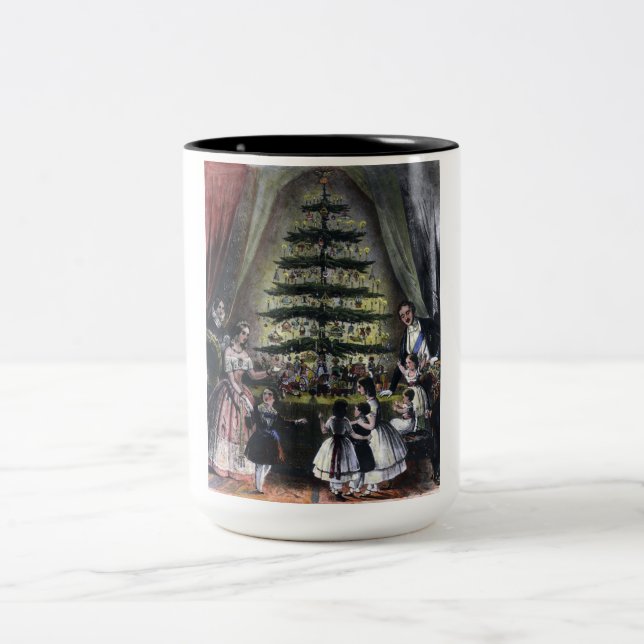 Queen Victoria's Christmas Tree Two-Tone Coffee Mug (Center)