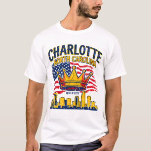 Queen Vintage Charlotte North Carolina Skyline Cro T-Shirt