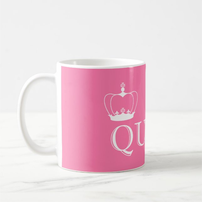 Queen White Crown - customisable background colour Coffee Mug (Left)
