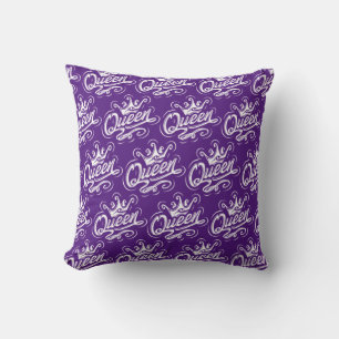 Queen With Crown, Typography Design Cushion