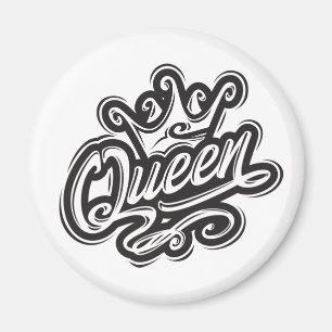 Queen With Crown, Typography Design Magnet