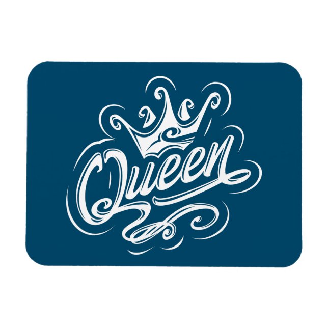 Queen With Crown, Typography Design Magnet (Horizontal)