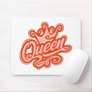 Queen With Crown, Typography Design Mouse Pad