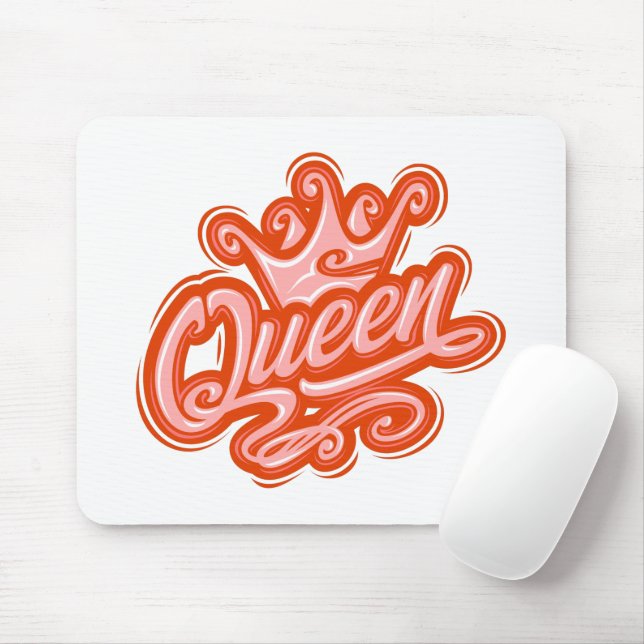 Queen With Crown, Typography Design Mouse Pad (With Mouse)