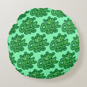 Queen With Crown, Typography Design Round Cushion