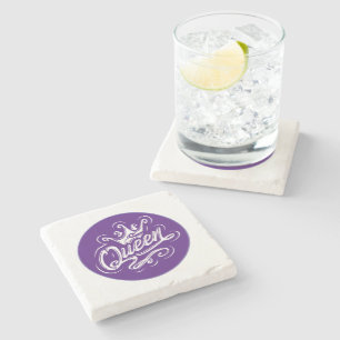 Queen With Crown, Typography Design Stone Coaster