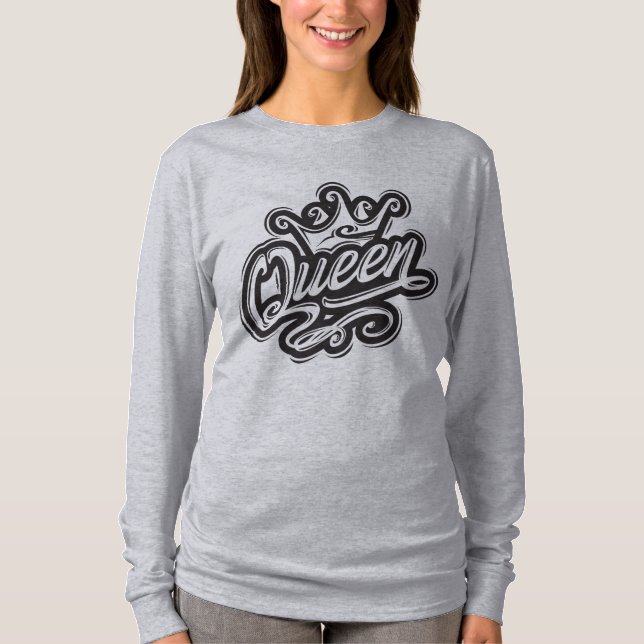 Queen With Crown, Typography Design T-Shirt (Front)