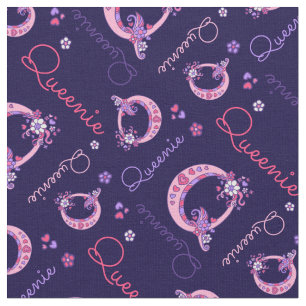 Queenie letter Q monogram heart flowers fabric