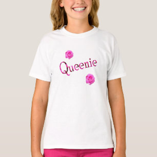 "Queenie" Name Made With Flowers, T-Shirt