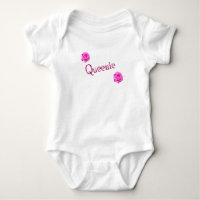 Queenie, Name, With Pink Roses, Baby Bodysuit