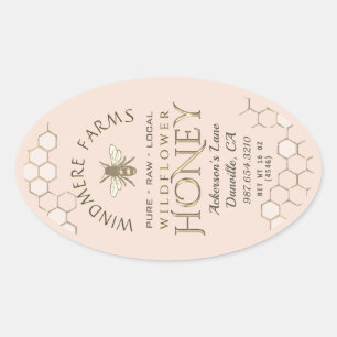 Queenline Honey Label 16/32oz Honeycomb Bee 