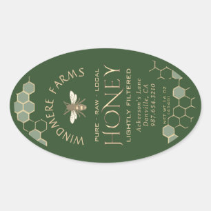 Queenline Honey Label 16/32oz Honeycomb Bee Green