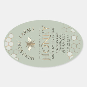 Queenline Honey Label 16/32oz Honeycomb Bee Sage