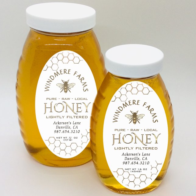 Queenline Honey Label 16/32oz Honeycomb Bee White (Creator Uploaded)