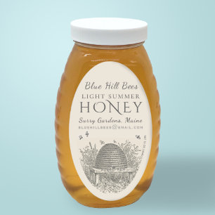 Queenline Jar Vintage Skep Backyard Hive Oval  Ova Sticker