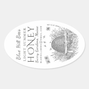 Queenline Jar Vintage Skep Backyard Hive Oval  Sticker