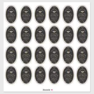 Queenline Oval Honey Label with Honeycomb Bee