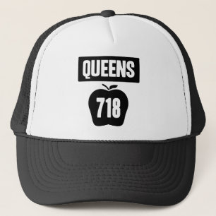 Queens 718 Cut Out of Big Apple & Banner, 1 Trucker Hat