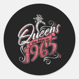 Queens Are Born In 1965 Bday Flamingo Gifts 58th Classic Round Sticker