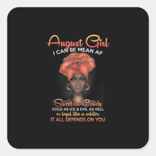 Queens Are Born In August Birthday Black Women Square Sticker