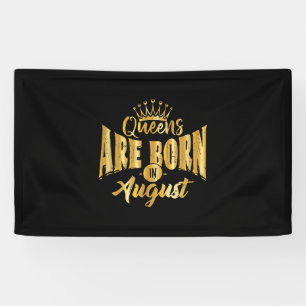 Queens Are Born In August Black Afro Woman Bday Banner