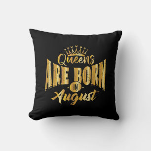 Queens Are Born In August Black Afro Woman Bday Cushion