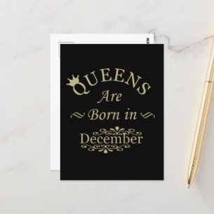Queens are born in december postcard