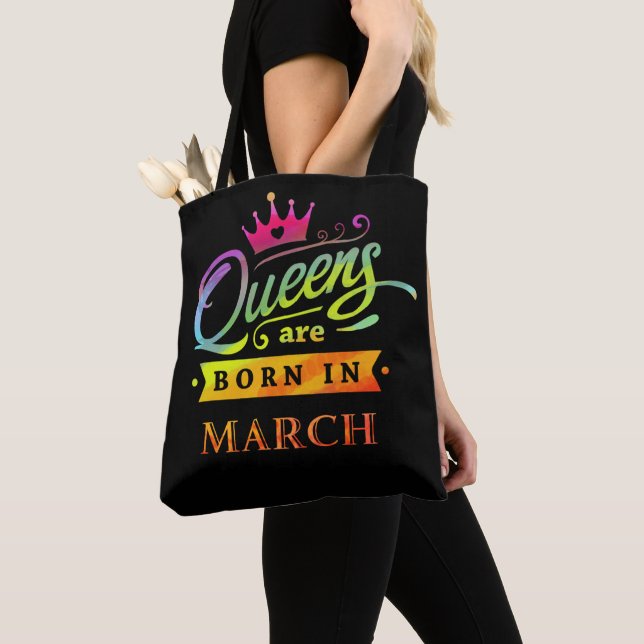 Queens are born in March Birthday Gift Tote Bag (Close Up)