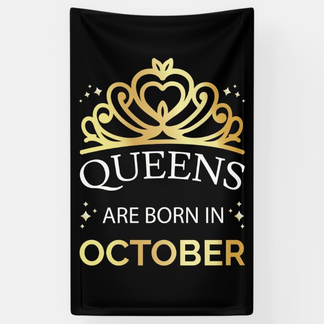 Queens Are Born In October I Banner (Vertical)
