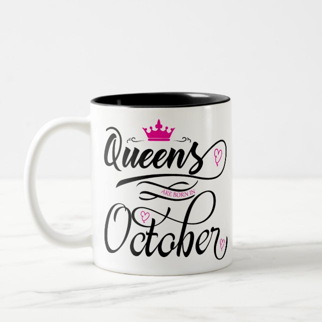 Queens are born in October Two-Tone Coffee Mug (Left)