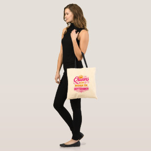 Queens Are Born In September Faux Glitter Birthday Tote Bag