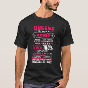 Queens Are Born In September Women Virgo Libra Bir T-Shirt