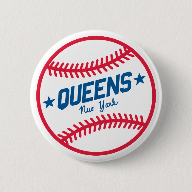 Queens Baseball 6 Cm Round Badge (Front)