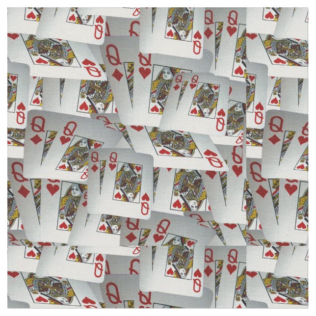 "Queen's Gambit: Scattered Pairs of Pocket Queens" Fabric (Close Up)