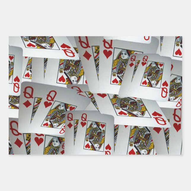 "Queen's Gambit: Scattered Pairs of Pocket Queens" Wrapping Paper Sheet (Front)