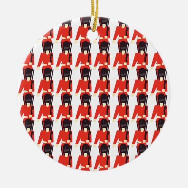 Queens Guard Soldiers Pattern Ceramic Ornament (Front)