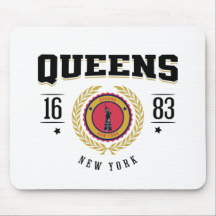 Queens New York 1683 Black Mouse Pad