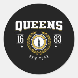 Queens New York 1683 White Classic Round Sticker