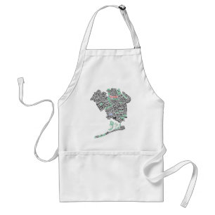 Queens New York City Map Word Art Standard Apron