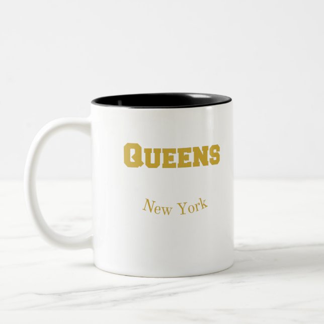 Queens New York Gold Coffee Mug (Left)